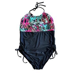 PLAYA SWIM Halter One Piece Swimsuit Size 1x Classic Comfort Traditional Beach